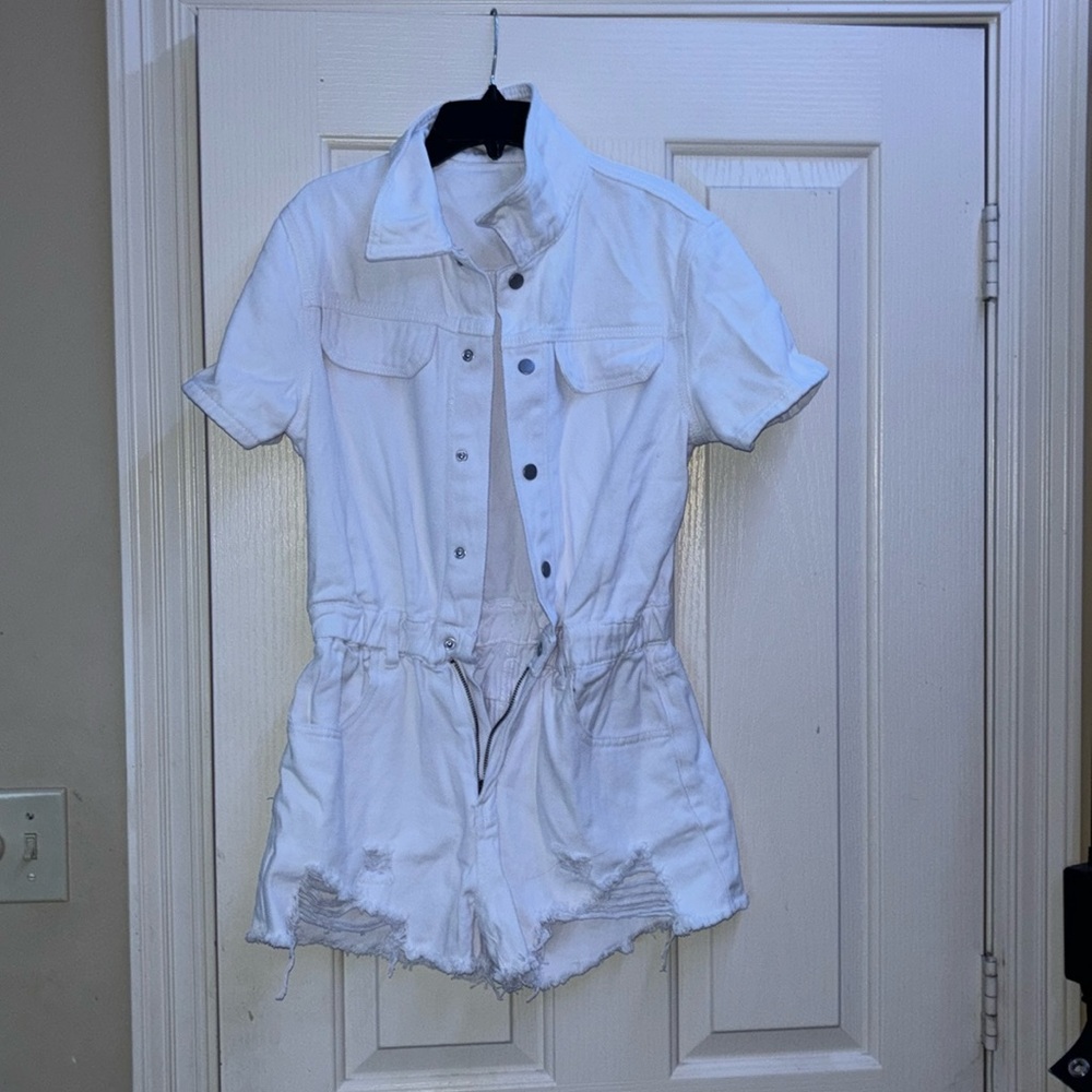 White Denim Romper